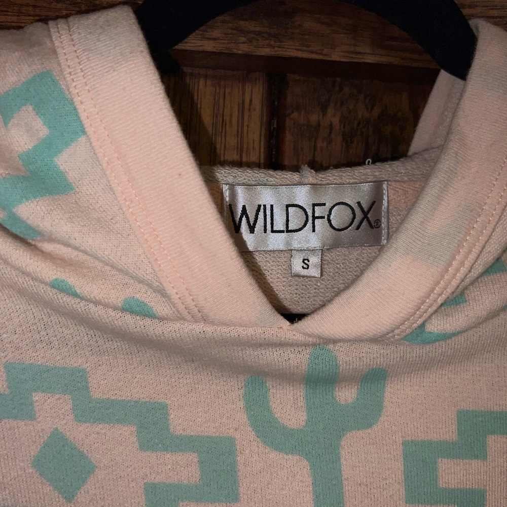 Wildfox Southwest Cactus Peach Hooded Pullover in Peach & Mint Green Size Small - Picture 3 of 3